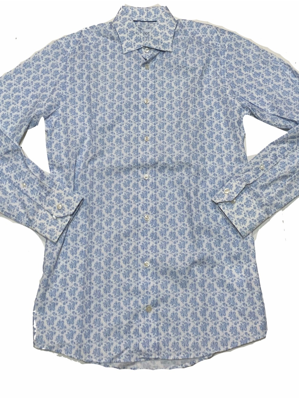 Eton Slim Fit Men's Light Blue Floral Button-Up Shirt